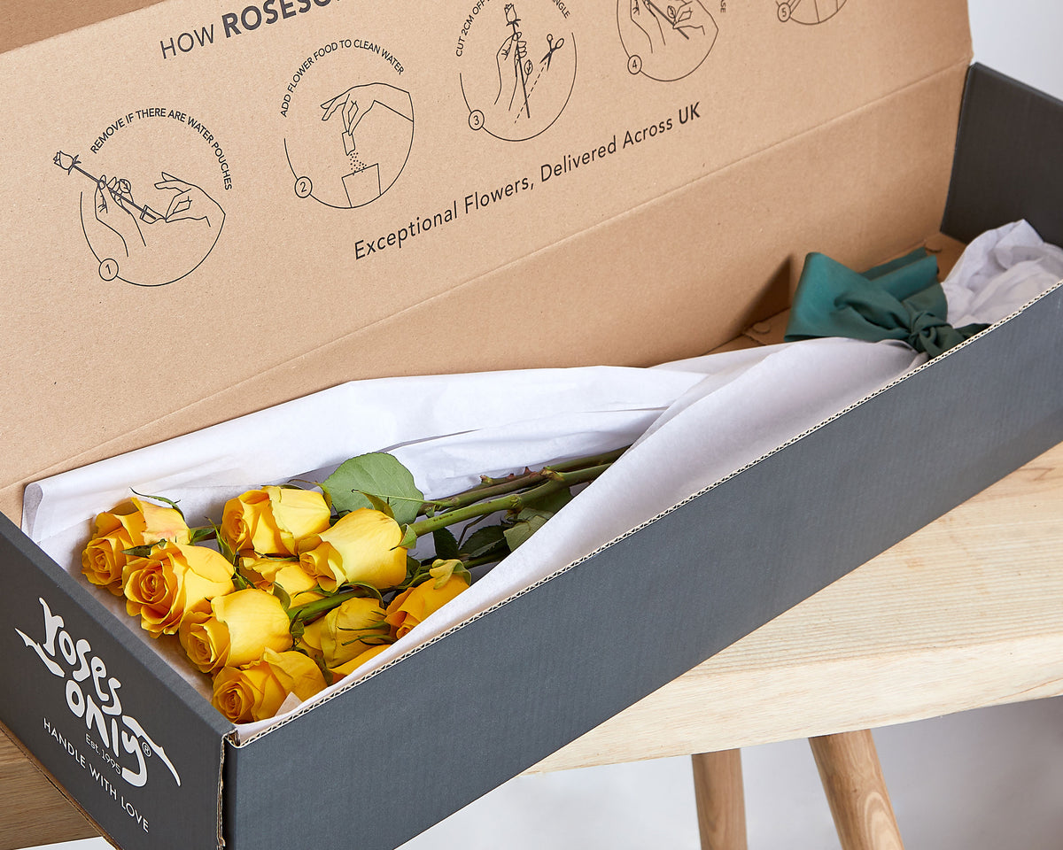 50 beautiful long stem yellow roses Roses Only UK