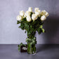 long stemmed white roses