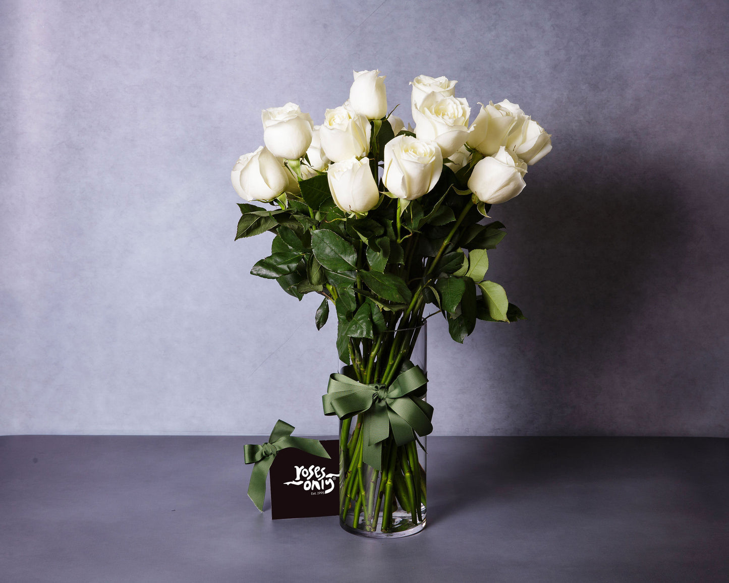 long stemmed white roses