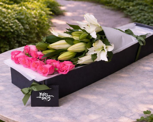 White Lilies & Pink Roses