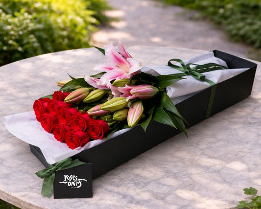 Pink Lilies & Red Roses