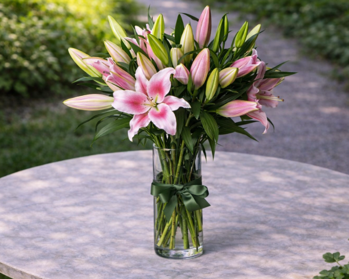 pink lilies in vase
