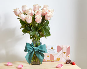 12 Pink Roses & Chocolates