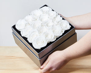 16 White Cream Infinity Preserved Roses
