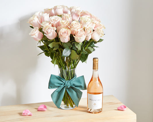 24 Pink Roses & Rosé Wine